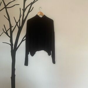We The Free black batwing ribbed mock turtleneck thermal long sleeve top